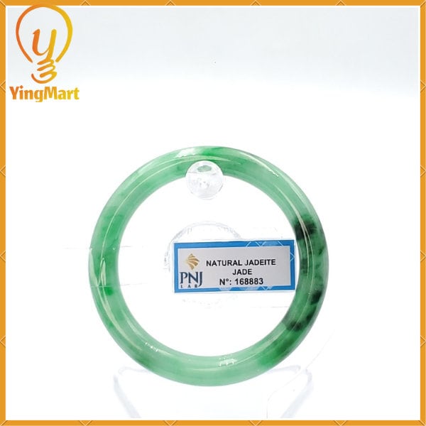 Jade Jadeite Bangle 51mm PNJ168883 | Yingmart Natural Color Light To Medium Green, Black Spots Jade Bracelet for Men, Mother, Grandma,Sister
