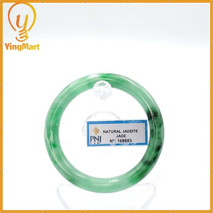 Jade Jadeite Bangle 51mm PNJ168883 | Yingmart Natural Color Light To Medium Green, Black Spots Jade Bracelet for Men, Mother, Grandma,Sister