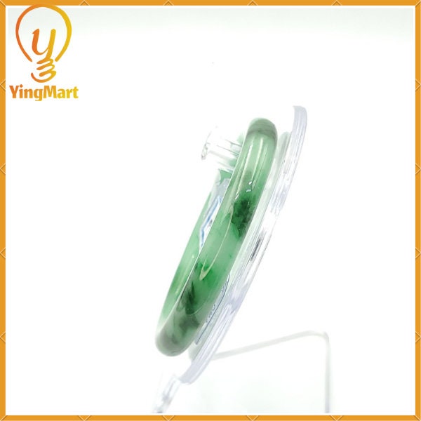 Yingmart 53mm PNJ168942 Certified Natural Color Green With Black Brown Spot Jadeite Jade Bangle Bracelet, Real Gemstone, Jewelry