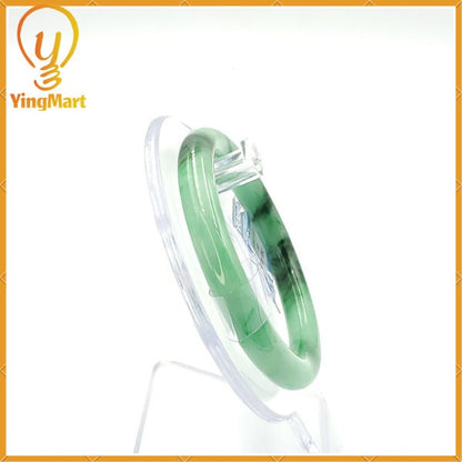Yingmart 53mm PNJ168942 Certified Natural Color Green With Black Brown Spot Jadeite Jade Bangle Bracelet, Real Gemstone, Jewelry
