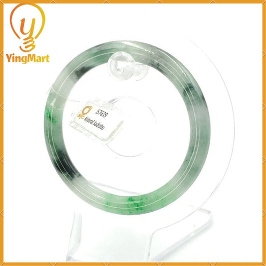 SJC Certified 51mm Natural Color Green with Black Brown Spot Jadeite Bangle | Bracelet for Men, Women, Grandma, Sister – Vintage Jade Gift