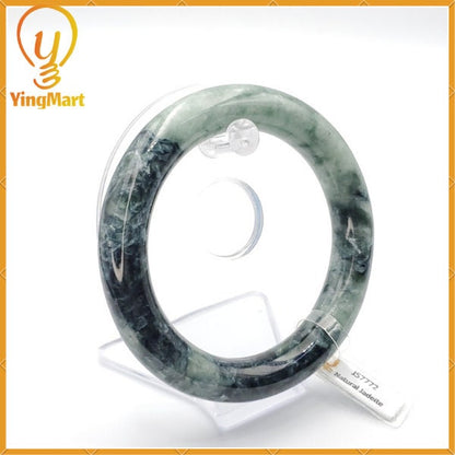 YingCollection 66mm SJC Certified Natural Color With Black Brown Spot Jadeite Jade Bangle Bracelet, Real Gemstone, Jewelry
