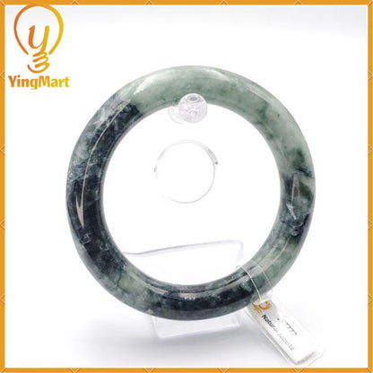 YingCollection 66mm SJC Certified Natural Color With Black Brown Spot Jadeite Jade Bangle Bracelet, Real Gemstone, Jewelry