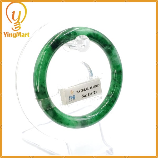 Natural Color Jadeite Jade Bangle 49mm PNJ128722 | Green Black Brown Spot Jade Bracelet for Men, Women,Grandma,Sister | Mothers day gift