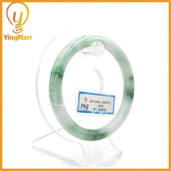 YingCollection 56mm PNJ222550 Certified Natural Color Green With Black Brown Spot Jadeite Jade Bangle Bracelet, Real Gemstone, Jewelry