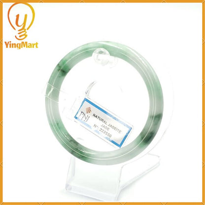 YingCollection 56mm PNJ222550 Certified Natural Color Green With Black Brown Spot Jadeite Jade Bangle Bracelet, Real Gemstone, Jewelry