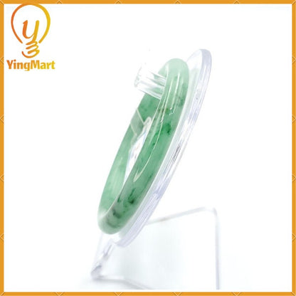 YingCollection 56mm PNJ222551 Certified Natural Color Green With Black Brown Spot Jadeite Jade Bangle Bracelet, Real Gemstone, Jewelry