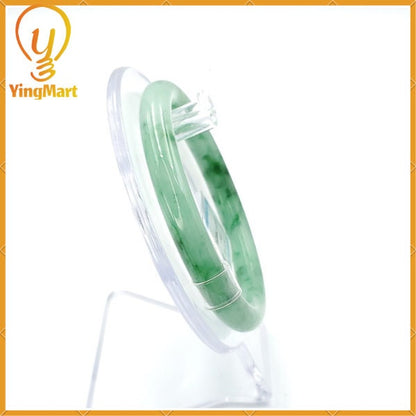 YingCollection 56mm PNJ222551 Certified Natural Color Green With Black Brown Spot Jadeite Jade Bangle Bracelet, Real Gemstone, Jewelry