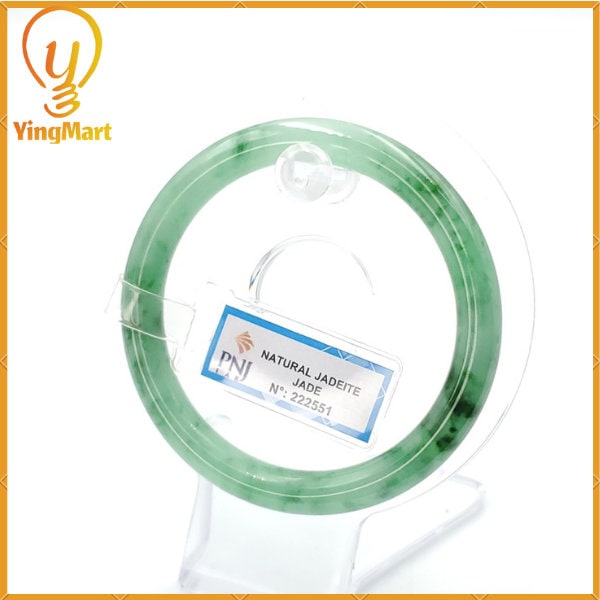 YingCollection 56mm PNJ222551 Certified Natural Color Green With Black Brown Spot Jadeite Jade Bangle Bracelet, Real Gemstone, Jewelry