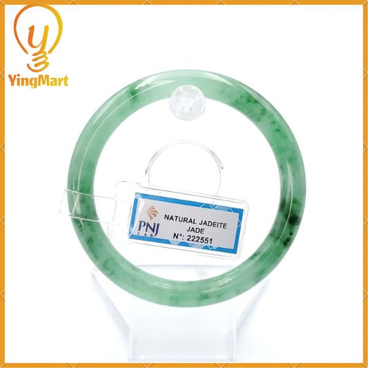 YingCollection 56mm PNJ222551 Certified Natural Color Green With Black Brown Spot Jadeite Jade Bangle Bracelet, Real Gemstone, Jewelry