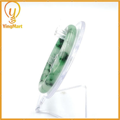 YingCollection 56mm PNJ222554 Certified Natural Color Green With Black Brown Spot Jadeite Jade Bangle Bracelet, Real Gemstone, Jewelry