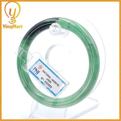 YingCollection 59mm PNJ222555 Certified Natural Color Green With Black Brown Spot Jadeite Jade Bangle Bracelet, Real Gemstone, Jewelry