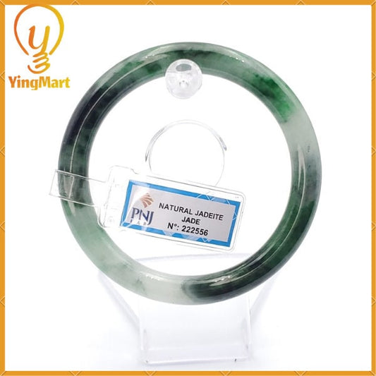 YingCollection 59mm PNJ222556 Certified Natural Color Green With Black Brown Spot Jadeite Jade Bangle Bracelet, Real Gemstone, Jewelry