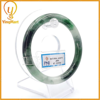 YingCollection 59mm PNJ222556 Certified Natural Color Green With Black Brown Spot Jadeite Jade Bangle Bracelet, Real Gemstone, Jewelry