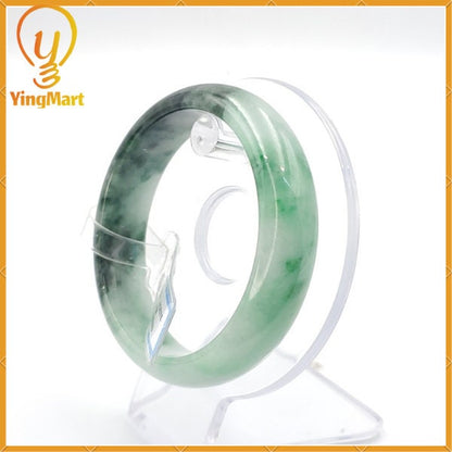 YingCollection 59mm PNJ222559 Certified Natural Color Green With Black Brown Spot Jadeite Jade Bangle Bracelet, Real Gemstone, Jewelry