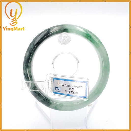 YingCollection 59mm PNJ222559 Certified Natural Color Green With Black Brown Spot Jadeite Jade Bangle Bracelet, Real Gemstone, Jewelry