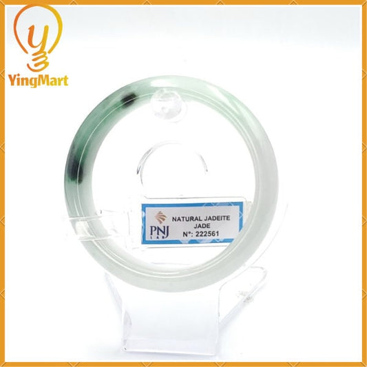 YingCollection 56mm PNJ222561 Certified Natural Color Green With Black Brown Spot Jadeite Jade Bangle Bracelet, Real Gemstone, Jewelry