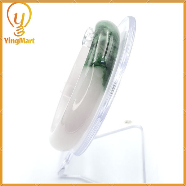 YingCollection 59mm PNJ222563 Certified Natural Color Green With Black Brown Spot Jadeite Jade Bangle Bracelet, Real Gemstone, Jewelry