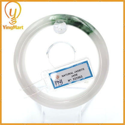 YingCollection 59mm PNJ222563 Certified Natural Color Green With Black Brown Spot Jadeite Jade Bangle Bracelet, Real Gemstone, Jewelry