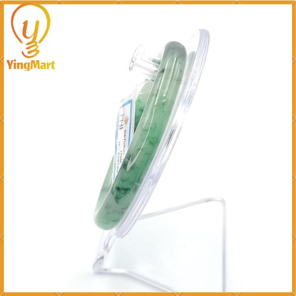 YingCollection 59mm PNJ226709 Certified Natural Color Green With Black Brown Spot Jadeite Jade Bangle Bracelet, Real Gemstone, Jewelry