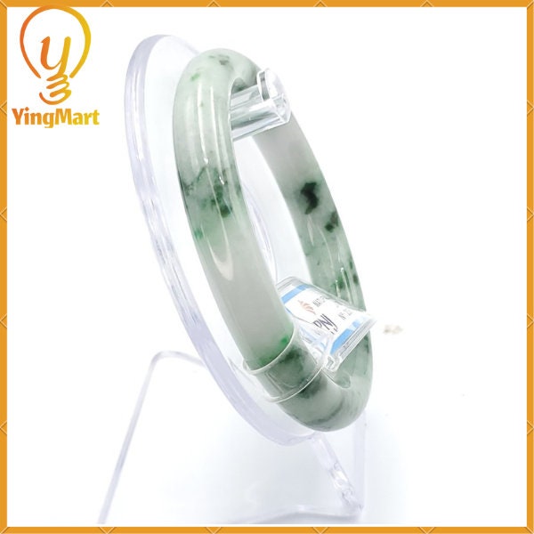 Jade Bangle 58mm PNJ226710 Certified | Yingmart Natural Color Green White to Green, Grey White, Brown Jadeite Jade Bracelet for Men, Women.