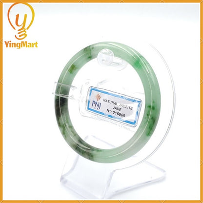 Yingmart 54mm PNJ216969 Certified Natural Color Green With Black Brown Spot Jadeite Jade Bangle Bracelet, Real Gemstone, Jewelry