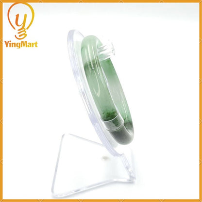 Yingmart 54mm PNJ216969 Certified Natural Color Green With Black Brown Spot Jadeite Jade Bangle Bracelet, Real Gemstone, Jewelry