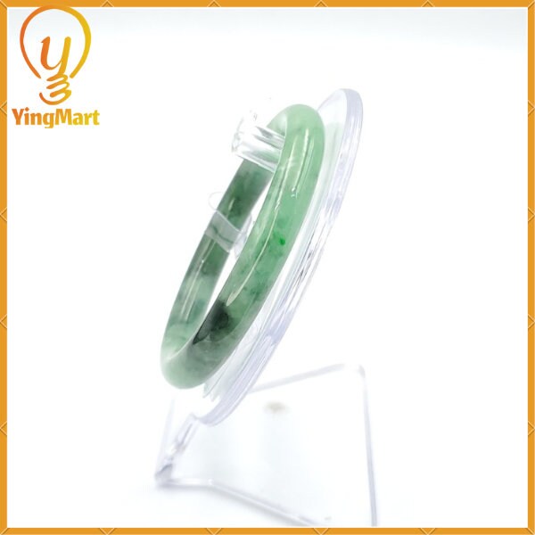 Yingmart 54mm PNJ216971 Certified Natural Color Green With Black Brown Spot Jadeite Jade Bangle Bracelet, Real Gemstone, Jewelry