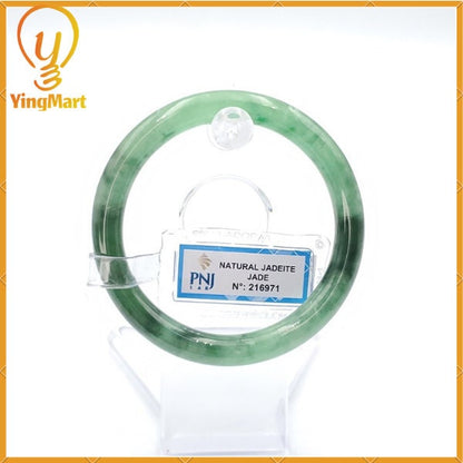 Yingmart 54mm PNJ216971 Certified Natural Color Green With Black Brown Spot Jadeite Jade Bangle Bracelet, Real Gemstone, Jewelry