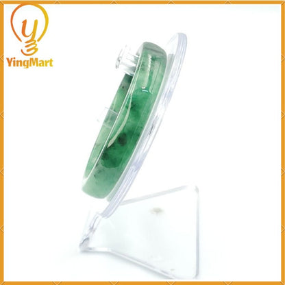 Yingmart 54mm PNJ217388 Certified Natural Color Green With Black Brown Spot Jadeite Jade Bangle Bracelet, Real Gemstone, Jewelry