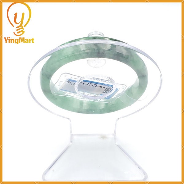 Yingmart 54mm PNJ217388 Certified Natural Color Green With Black Brown Spot Jadeite Jade Bangle Bracelet, Real Gemstone, Jewelry