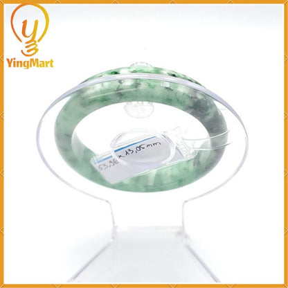 Yingmart 53mm PNJ Certified Natural Color Green With Black Brown Spot Jadeite Jade Bangle Bracelet, Real Gemstone, Jewelry