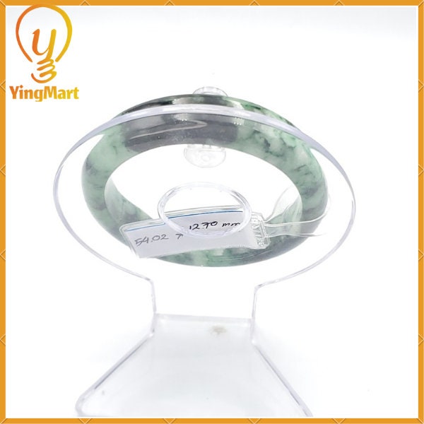 Yingmart 54mm PNJ220812 Certified Natural Color Green With Black Brown Spot Jadeite Jade Bangle Bracelet, Real Gemstone, Jewelry