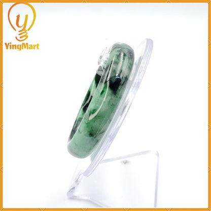Yingmart 52mm PNJ220814 Certified Natural Color Green With Black Brown Spot Jadeite Jade Bangle Bracelet, Real Gemstone, Jewelry
