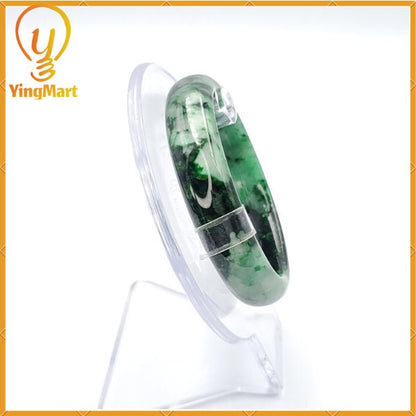 Yingmart 52mm PNJ220814 Certified Natural Color Green With Black Brown Spot Jadeite Jade Bangle Bracelet, Real Gemstone, Jewelry