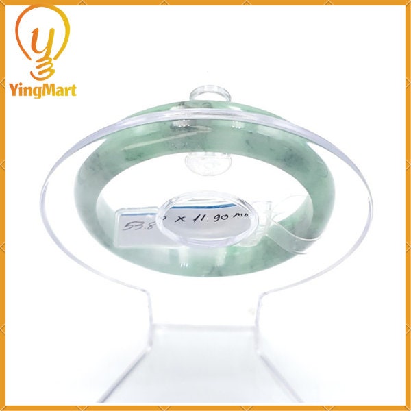 Yingmart 53mm PNJ Certified Natural Color Green With Black Brown Spot Jadeite Jade Bangle Bracelet, Real Gemstone, Jewelry
