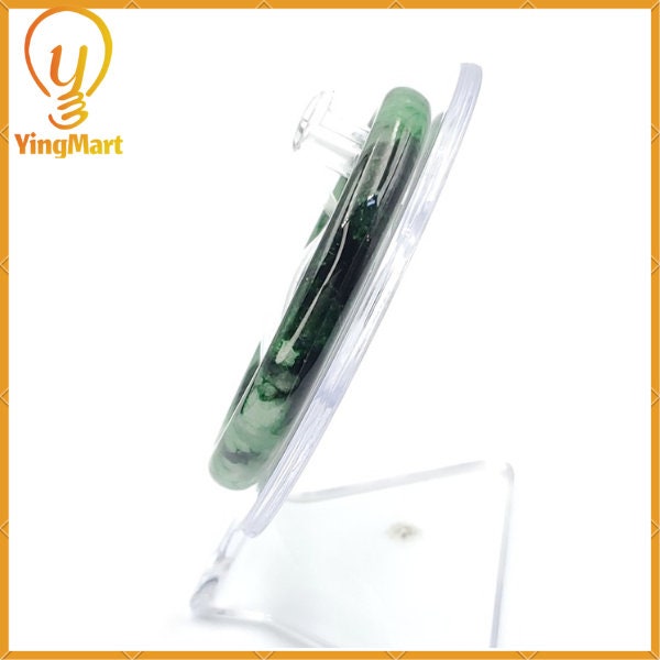 Yingmart 54mm PNJ220848 Certified Natural Color Green With Black Brown Spot Jadeite Jade Bangle Bracelet, Real Gemstone, Jewelry