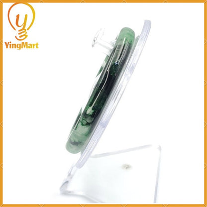 Yingmart 54mm PNJ220848 Certified Natural Color Green With Black Brown Spot Jadeite Jade Bangle Bracelet, Real Gemstone, Jewelry