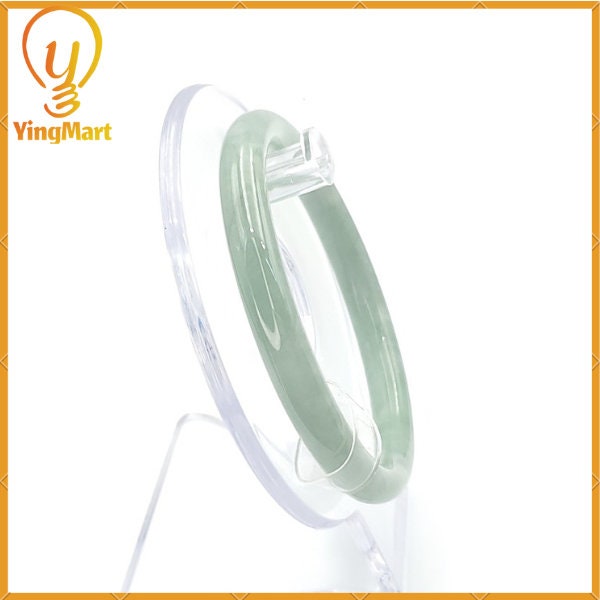 YingCollection 60mm PNJ Certified Natural Color Green With Black Brown Spot Jadeite Jade Bangle Bracelet, Real Gemstone, Jewelry