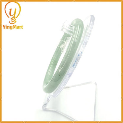 YingCollection 60mm PNJ Certified Natural Color Green With Black Brown Spot Jadeite Jade Bangle Bracelet, Real Gemstone, Jewelry