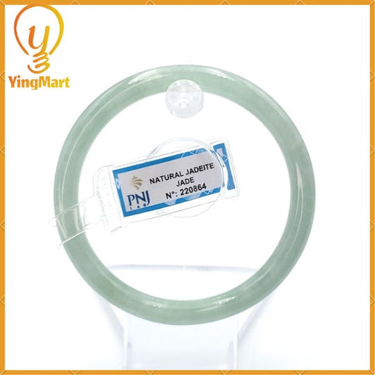 YingCollection 60mm PNJ Certified Natural Color Green With Black Brown Spot Jadeite Jade Bangle Bracelet, Real Gemstone, Jewelry