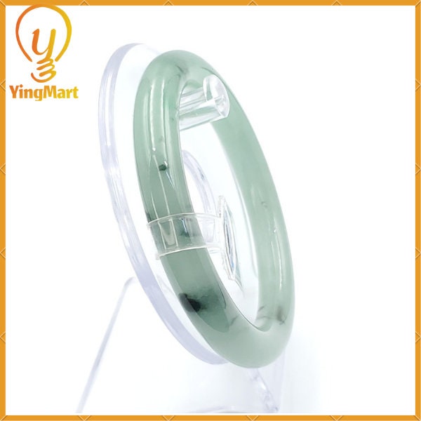 YingCollection 61mm PNJ220865 Certified Natural Color Green With Black Brown Spot Jadeite Jade Bangle Bracelet, Real Gemstone, Jewelry