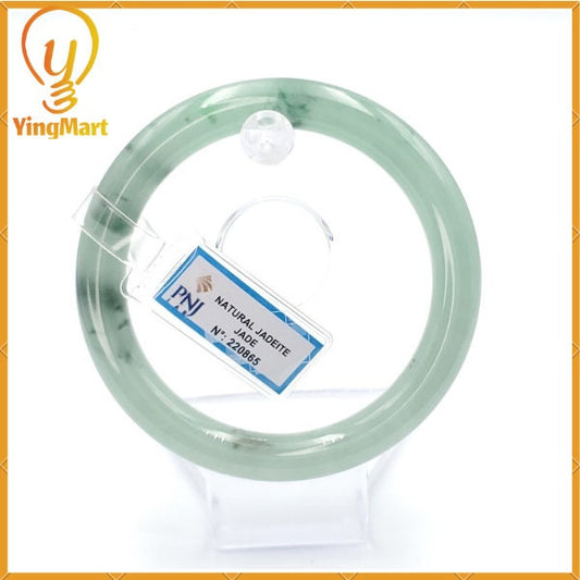 YingCollection 61mm PNJ220865 Certified Natural Color Green With Black Brown Spot Jadeite Jade Bangle Bracelet, Real Gemstone, Jewelry