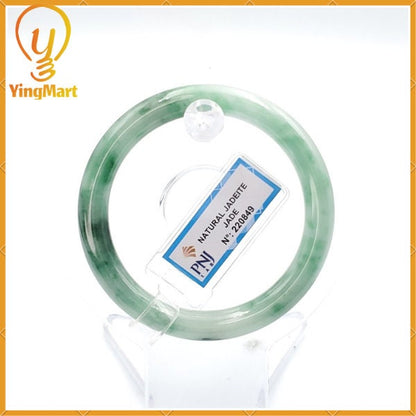 Yingmart 52mm PNJ220875 Certified Natural Color Green With Black Brown Spot Jadeite Jade Bangle Bracelet, Real Gemstone, Jewelry