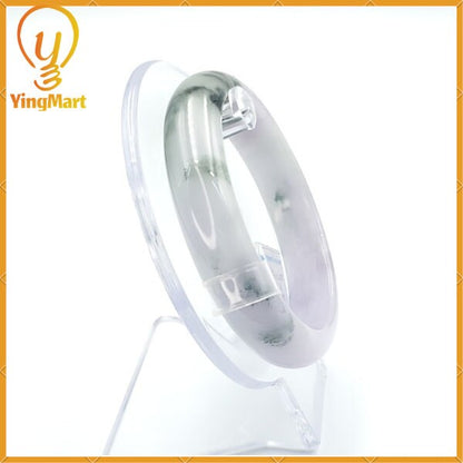 YingCollection 58mm PNJ226713 Certified Natural Color Green With Black Brown Spot Jadeite Jade Bangle Bracelet, Real Gemstone, Jewelry