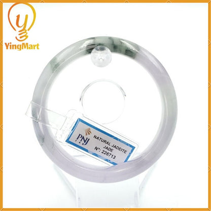 YingCollection 58mm PNJ226713 Certified Natural Color Green With Black Brown Spot Jadeite Jade Bangle Bracelet, Real Gemstone, Jewelry