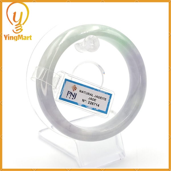 Jade Bangle 58mm PNJ226714 Certified | Yingmart Natural Color White to Green, Very Light Purple Jadeite Jade Bracelet for Men, Women.