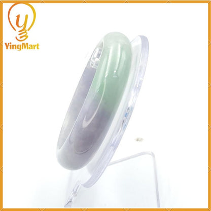 Jade Bangle 58mm PNJ226714 Certified | Yingmart Natural Color White to Green, Very Light Purple Jadeite Jade Bracelet for Men, Women.