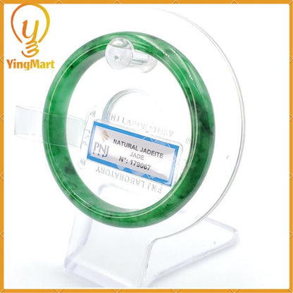 Jade Bangle 55mm PNJ179067 Certified | Yingmart Natural Color Green White to Green, Black Grey Spots Jadeite Jade Bracelet for Men, Women.