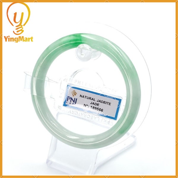 YingCollection 55mm PNJ189566 Certified Natural Color Green With Black Brown Spot Jadeite Jade Bangle Bracelet, Real Gemstone, Jewelry